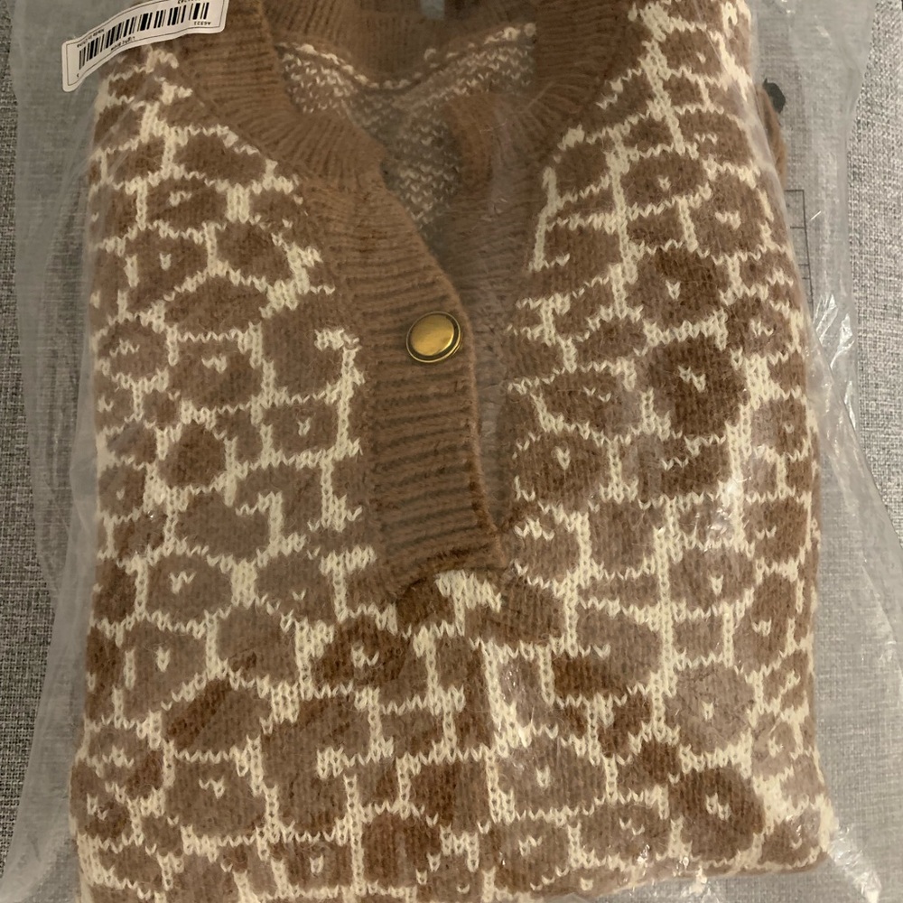 Brown and Cream Women's Sweater